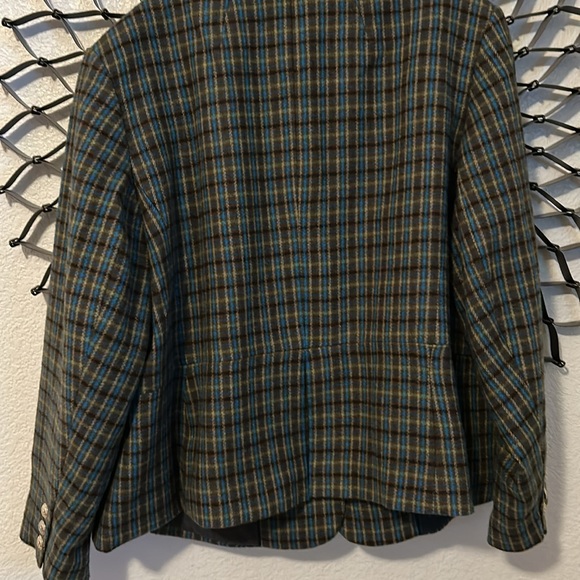 Talbots NWT plus size Shetland Officer jacket, green ape plaid, size 20w - Picture 5 of 6